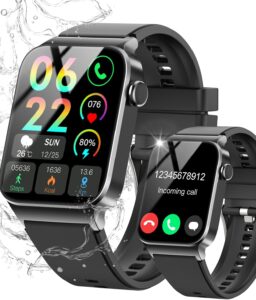 STECEi Smart Watch for Men Women Bluetooth Call, 1.85" HD Screen Smartwatch with Heart Rate/Sleep Monitor, 110+ Sport Modes Activity Trackers IP68 Waterproof, Fitness Watch for Android iOS, Black