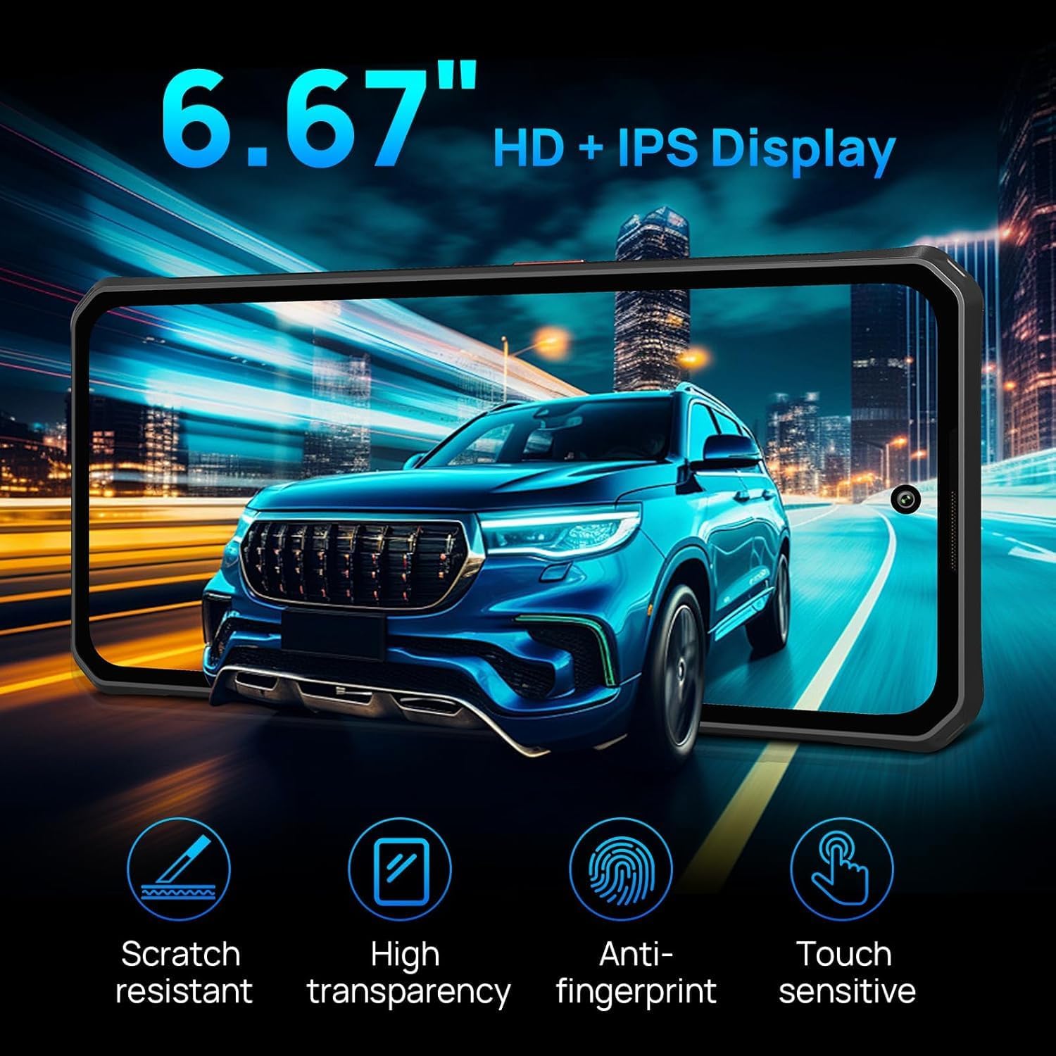 FOSSIBOT 2026 F114 Rugged Phone Unlocked, 16GB RAM128GB+2TB ROM, 6.67" 120Hz HD+ Display,Android 15 CellPhones,50MP AI Camera, IP68/IP69K Waterproof Phone, NFC,Outdoor Gaming Smartphone,Black - Image 5
